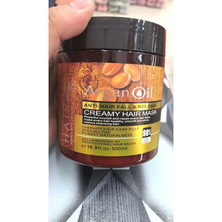 Keratin Hair Pearly Wire Drawing Argan Oil Anti-Hair Fall & Renewal Creamy Hair Mask, 500ml